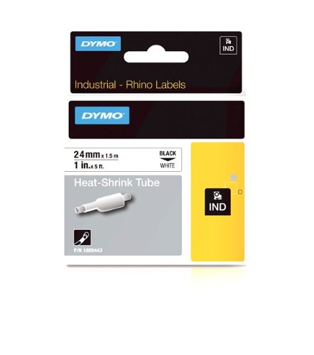 DYMO Rhino Heat Shrink Tube, Black Type on White, 1-Inch (1805443)