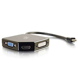 C2G 54341 Mini DisplayPort to 4K UHD HDMI, VGA, or DVI Adapter Converter, Black