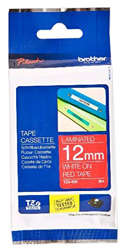 Laminated Tapes 12mm White on Red
