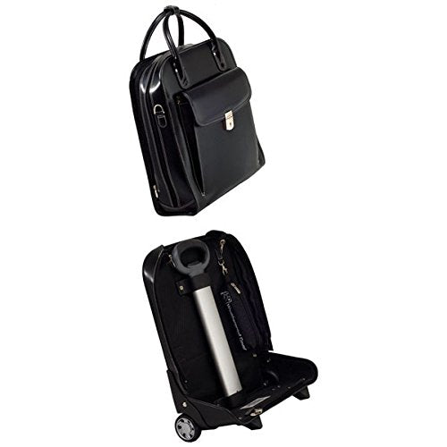 McKlein 96495 USA la Grange 15" Leather Vertical Patented Detachable -Wheeled Ladies' Laptop Briefcase Black