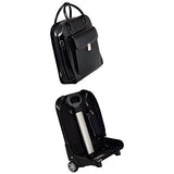 McKlein 96495 USA la Grange 15" Leather Vertical Patented Detachable -Wheeled Ladies' Laptop Briefcase Black