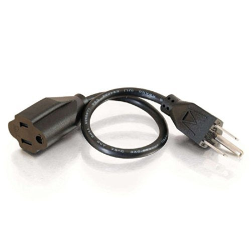 C2G 03115 18 AWG Outlet Saver Power Extension Cord - NEMA 5-15P to NEMA 5-15R, TAA Compliant, Black (6 Feet, 1.82 Meters)
