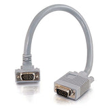 C2G 52000 VGA Cable - Premium Shielded HD15 SXGA M/M Monitor Cable with 90° Upward-Angled Male Connector, Gray (1 Foot, 0.30 Meters)