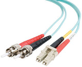 C2G 36123 OM3 Fiber Optic Cable - LC-ST 10Gb 50/125 Duplex Multimode PVC Fiber Cable, Aqua (9.8 Feet, 3 Meters)