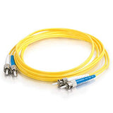 C2G 29951 OS2 Fiber Optic Cable - ST-ST 9/125 Duplex Single-Mode PVC Fiber Cable, Yellow (3.3 Feet, 1 Meter)