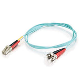 C2G 36122 OM3 Fiber Optic Cable - LC-ST 10Gb 50/125 Duplex Multimode PVC Fiber Cable, Aqua (6.6 Feet, 2 Meters)