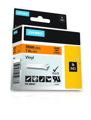 Dymo Rhino 1IN Vinyl Label Cassette 24mm, Orange (1805427)