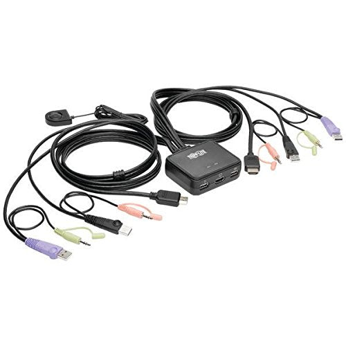 TRIPP LITE B032-DUA2 2 Port USB DVI Cable KVM Switch with Audio, Cables & USB Peripheral Sharing, 1920 x 1200, 1080p