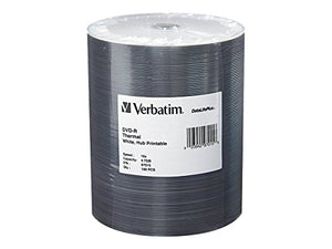 Verbatim 4.7GB up to 16x DataLifePlus White Thermal Hub Printable Recordable Disc DVD-R (100-Disc Spindle Tape Wrap) 97015