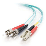 C2G 36122 OM3 Fiber Optic Cable - LC-ST 10Gb 50/125 Duplex Multimode PVC Fiber Cable, Aqua (6.6 Feet, 2 Meters)