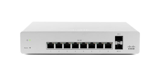 Cisco Meraki Cloud Managed Switching MS220-8P - 8 port gigabit Ethernet, 1G Uplink, POE, Requires Cloud Licensing