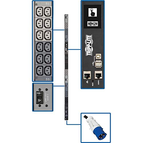 Tripp Lite PDU3EVN6G60C 36-Outlet PDU - Monitored - IEC 60309 60A Blue (3P+E) - 36 x IEC 60309 C13-230 V AC - Network (RJ-45) - 0U - Vertical - Rack Mount - Rack-Mountable - Taa Compliant