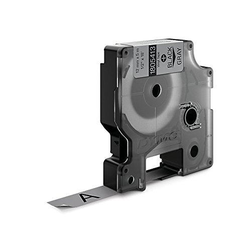 Dymo Rhino Tape Vinyl Label Cassette, 1/2-Inch 12mm, Gray (1805413)
