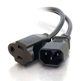 C2G/ Cables to Go 10339 14AWG 250 Volt Power Extension Cord (IEC320 C20 to IEC320 C19) Black (3 Feet)