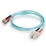 C2G 36111 OM3 Fiber Optic Cable - SC-ST 10Gb 50/125 Duplex Multimode PVC Fiber Cable, Aqua (3.3 Feet, 1 Meter)