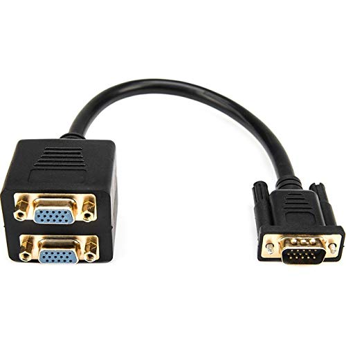 Rocstor Premium 1 ft VGA to 2X VGA Video Splitter Cable M/F - DB-15 Male - DB-15 Female - Black - V