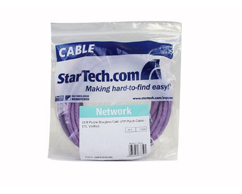 StarTech.com Cat6 Ethernet Cable - 25 ft - Purple - Patch Cable - Snagless Cat5 Cable - Long Network Cable - Ethernet Cord - Cat 6 Cable - 25ft