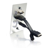 C2G 39705 HDMI, VGA, 3.5MM Audio Pass Through Single Gang Wall Plate with One Keystone, Aluminum