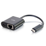 C2G 29749 USB-C to Ethernet Adapter with Power Delivery, Black