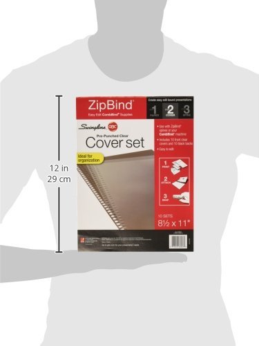 Swingline 3381626003 GBC Pre-Punched Binding Covers, 8-1/2 by 11-Inch, 10 Clear Front Covers and 10 Black Backs