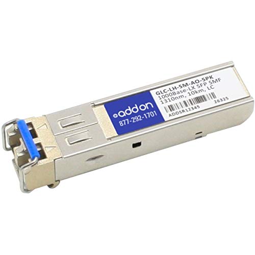 Add-On Computer Products AddOn 5-Pack of Cisco GLC-LH-Sm Compatible TAA Compliant 1000Base-Lx SFP Transceiver (Smf, 1310Nm, 10km, LC)