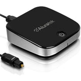 Aluratek ABC02F Bluetooth Audio Receiver and Transmitter, 2-in-1 Wireless 3.5mm, AUX, Optical Audio Adapter, Pairing with 2 Bluetooth Headphones Simultaneously in Transmitter Mode