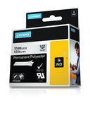 DYMO RhinoPRO Labeller Tape, Permanent Polyester Tape Cassette 1/2" x 18', Box of 1, Black on Clear (622289)