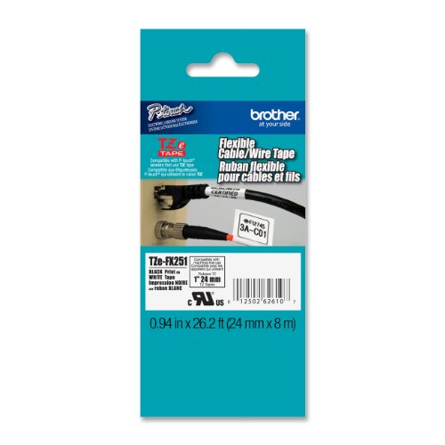 Brother TZeFX251 Laminated Flexible ID Tape, 1-Inch, Retail Packaging (Black on White)
