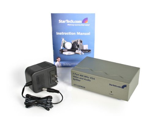 StarTech.com 2 Port High Resolution VGA Video Splitter with Audio - 400 MHz (ST122PROA)