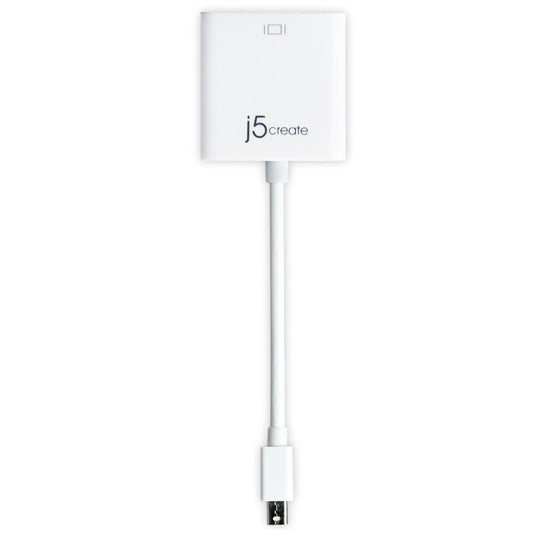 Mini Display Port to DVI Adapter by j5create | Mini DP to DVI 1080P Male to Female Adapter (White)