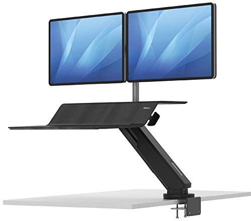 Fellowes 8081601 Lotus Rt Sit-Stand Workstation Black Dual - for Workstation - Black Dual
