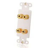 C2G 03964 Dual R/L Banana Jack Pass Through Decora Wall Plate, White