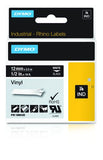 Dymo Rhino Tape Vinyl Label Cassette, 1/2-Inch12mm, Black (1805435)
