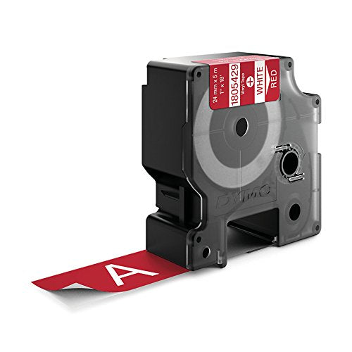 Dymo Rhino Tape Vinyl Label Cassette, 1-Inch 24mm, Red (1805429)