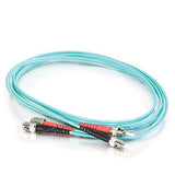 C2G 36102 OM3 Fiber Optic Cable - ST-ST 10Gb 50/125 Duplex Multimode PVC Fiber Cable, Aqua (6.6 Feet, 2 Meters)