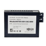 Tripp Lite N785-001-SC-MM SC Multimode Fiber Media Converter Gigabit 10/100/1000 RJ45 Black
