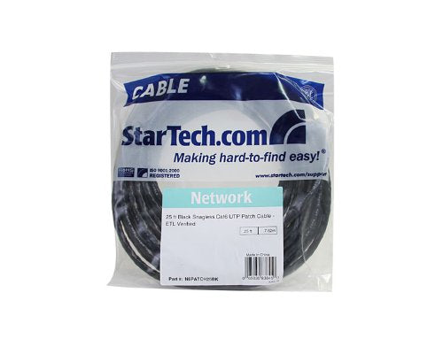 StarTech.com Cat6 Ethernet Cable - 25 ft - Black - Patch Cable - Snagless Cat5 Cable - Long Network Cable - Ethernet Cord - Cat 6 Cable - 25ft