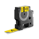 DYMO RhinoPRO Labeller Tape, Vinyl Tape Cassette 3/4" x 18', 1-Carded, Black on Yellow (18433)