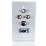 C2G 40498 VGA, 3.5mm Audio, Composite Video and RCA Stereo Audio Pass Through Single Gang Wall Plate, Brushed Aluminum