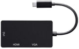 Monoprice USB Type-C to 4K HDMI, Single Link DVI, and VGA Passive Adapter, Black