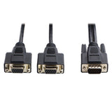 Tripp Lite P516-006-HR High Resolution VGA Monitor Y Splitter Cable HD15 to 2X HD15, 6', Black