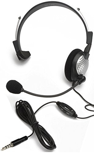 Andrea Communications NC-181M On-Ear Monaural Mobile Headset with Noise-Canceling Microphone, in-Line Volume/Mute Controls, and Single 4-pin Audio Plug TRRS, 3.5mm