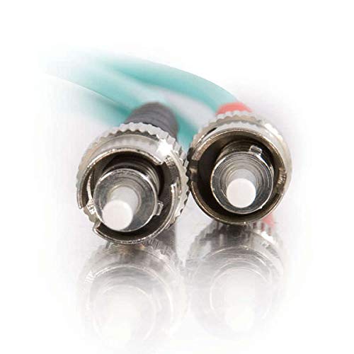 C2G 36102 OM3 Fiber Optic Cable - ST-ST 10Gb 50/125 Duplex Multimode PVC Fiber Cable, Aqua (6.6 Feet, 2 Meters)
