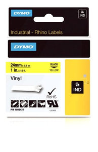 Dymo Rhino 1IN Vinyl Label Cassette 24mm, Yellow (1805431)