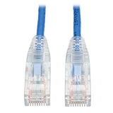 TRIPP LITE Cat6 Gigabit Snagless Molded Slim UTP Patch Cable RJ45 M/M, Blue, 1' (N201-S01-BL)
