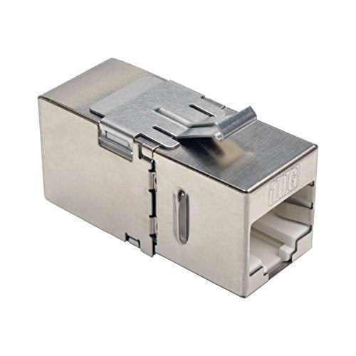 Tripp Lite Cat6a Straight Through Modular in Line Snap-in Coupler w/90-Degree Down-Angled Port White RJ45 F/F (N235-001-WH-6AD)