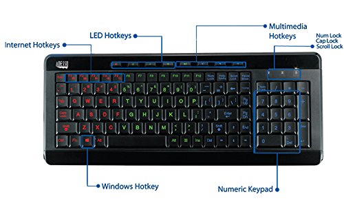 Adesso AKB-120EB - SlimTouch 120 3-Color Illuminated Compact Multimedia Keyboard