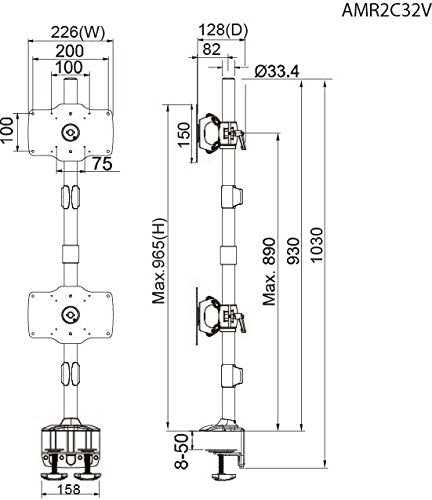 A Clamp based mount that supports up to two 32 LED/LCD monitors, each weighing u