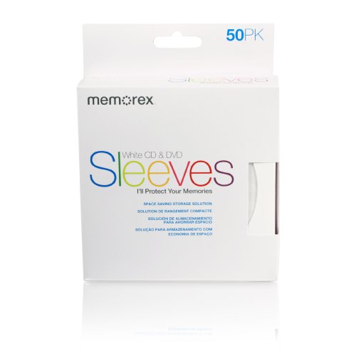 Memorex CD/DVD Sleeves Paper with Window Cut-Out & Back Flap (50-Pack)