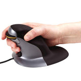 Fellowes 9894401 - Mouse (Ambidextrous, Vertical Design, USB, 1200 dpi, 270 g, Black, Grey)